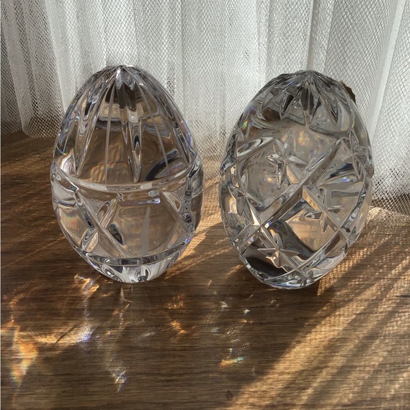 Vintage Accents Polish Lead Crystal Egg Paperweights Vintage Lot Of